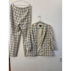 Peace Of Cloth Crepe Lapel collar ruched sleeve Charleston Plaid Blazer & Pants